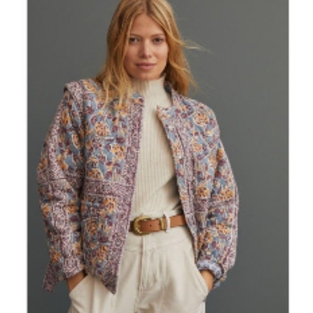 Anthropologie Antik Batik Vineyard Quilted Jacquard Jacket